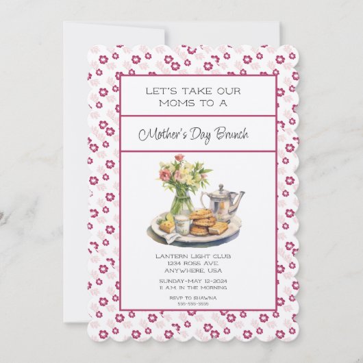 Deep Pink Spring Floral Moederdag Brunch Kaart (Voorkant)