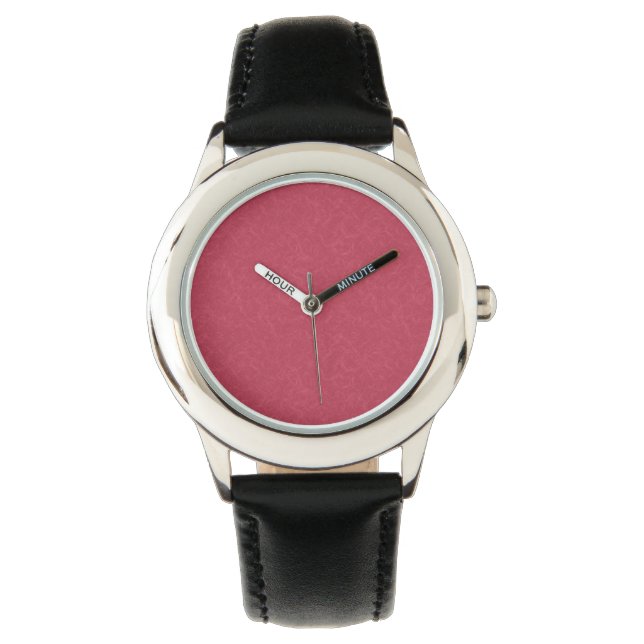 Deep pink  textured swirling  pattern horloge (Voorkant)