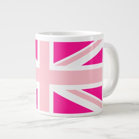 Deep Pink Union Jack Grote Koffiekop (Voorkant rechts)