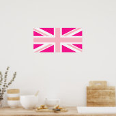 Deep Pink Union Jack Poster (Keuken)