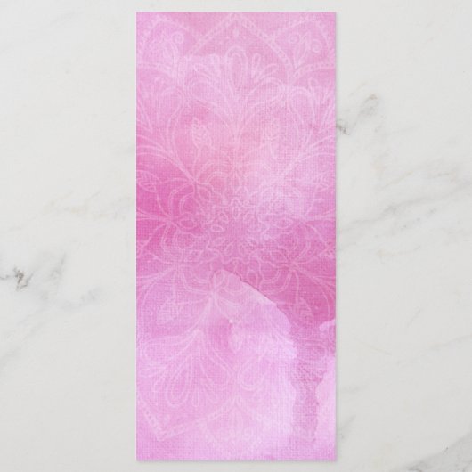 Deep Pink Waterverf & Mandala Bruiloft Menu (Achterkant)