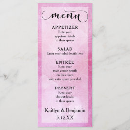 Deep Pink Waterverf & Mandala Bruiloft Menu