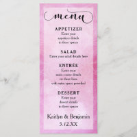 Deep Pink Waterverf & Mandala Bruiloft Menu