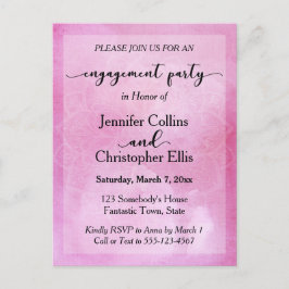 Deep Pink Waterverf Mandala Verlovingsfeest Uitnodiging Briefkaart