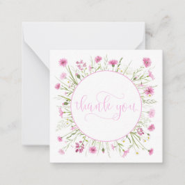 Deep Pink Wildflower Gepersonaliseerd Dank u Notitiekaartje