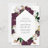 Deep Plum and White Spring Floral Couples Shower Kaart (Voorkant)