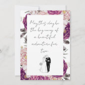 Deep Plum & Blush Watercolor Floral Wedding Invita Kaart (Achterkant)