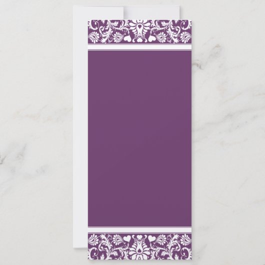 Deep Plum Damask Swirls Wedding Invitation Kaart (Achterkant)