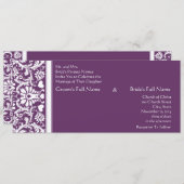 Deep Plum Damask Swirls Wedding Invitation Kaart (Voorkant / Achterkant)