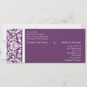 Deep Plum Damask Swirls Wedding Invitation Kaart (Voorkant)