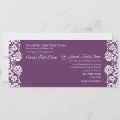 Deep Plum Damask Swirls Wedding Invitation Kaart (Achterkant)
