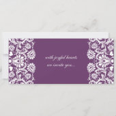 Deep Plum Damask Swirls Wedding Invitation Kaart (Voorkant)