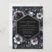 Deep Plum Floral Bloom Wedding Kaart (Voorkant)
