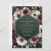 Deep Plum Floral Enchantment Wedding Kaart (Voorkant)