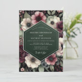 Deep Plum Floral Enchantment Wedding Kaart (Staand voorkant)