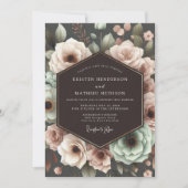 Deep Plum Floral Romantic Wedding Kaart (Voorkant)