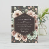 Deep Plum Floral Romantic Wedding Kaart (Staand voorkant)