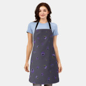 Deep Plum Gray Purple Pansy Floral Pattern Schort (Gedragen)