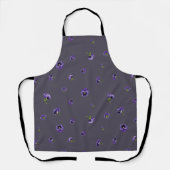Deep Plum Gray Purple Pansy Floral Pattern Schort (Voorkant)