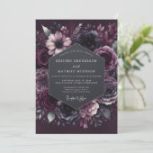 Deep Plum Moody Bloom Wedding Kaart (Staand voorkant)
