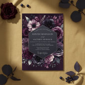 Deep Plum Moody Bloom Wedding Kaart