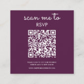 Deep Plum Paarse | Bruiloft RSVP QR Code Informatiekaartje (Voorkant)