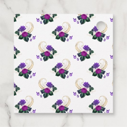 Deep Plum Paarse en gouden bruiloft Bedankjes Labels (Achterkant)