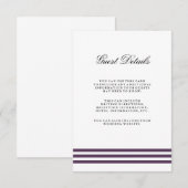 Deep Plum Stripes Wedding Guest Detail Informatiekaartje (Voorkant / Achterkant)