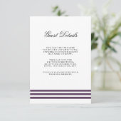 Deep Plum Stripes Wedding Guest Detail Informatiekaartje (Staand voorkant)