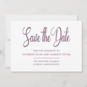 Deep Plum & White Kalligrafie Bewaar de Datum Save The Date (Voorkant)