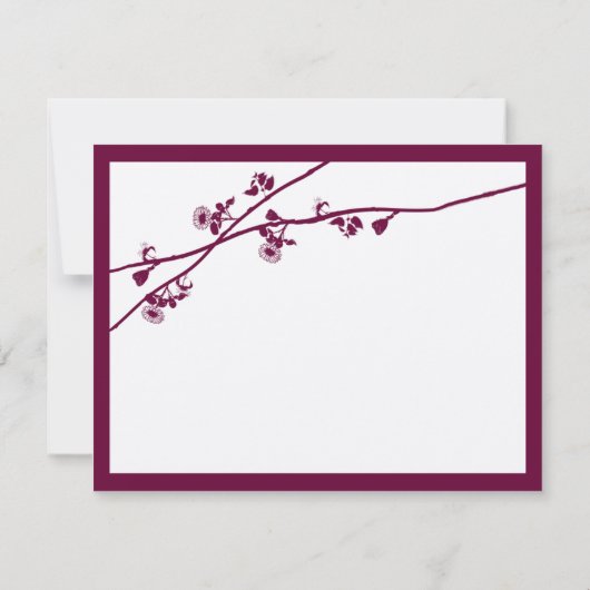 Deep Plum Wildflower Branch Wedding RSVP Kaartje (Achterkant)