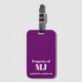 Deep Purple Eenvoudige Gepersonaliseerde Monogram Bagagelabel (Voorkant (verticaal))