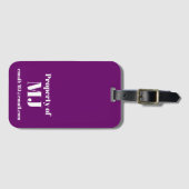 Deep Purple Eenvoudige Gepersonaliseerde Monogram Bagagelabel (Voorkant (horizontaal))