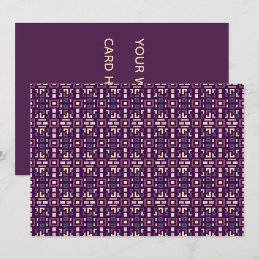 Deep Purple en Gedempte Aardse Abstract Geometrisc Kaart (Voorkant / Achterkant)