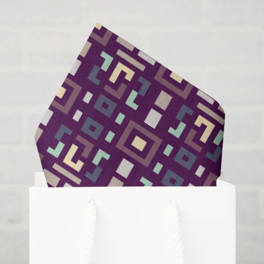 Deep Purple en Gedempte Aardse Abstract Geometrisc Tissuepapier (Cadeauzakje)