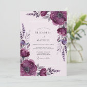 Deep Purple Ethereal Spring Wedding Kaart (Staand voorkant)
