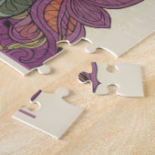 Deep Purple Floral Intricate Jigsaw Puzzle Legpuzzel (Zijkant)