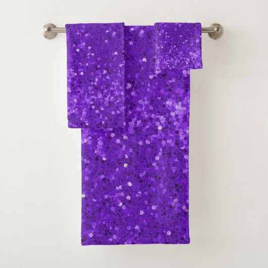Deep Purple Glam Faux Glitter Pattern Bad Handdoek (Insitu)