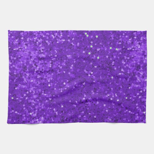 Deep Purple Glam Faux Glitter Pattern Theedoek (Horizontaal)