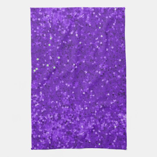 Deep Purple Glam Faux Glitter Pattern Theedoek (Verticaal)