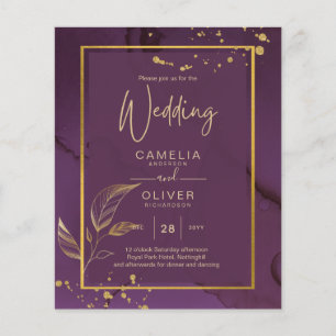 DEEP PURPLE GOLD LEAVES Trouwkaart Flyer