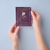 DEEP PURPLE GOLDEN BLADEREN Huwelijksuitnodiging Flyer (Hand)