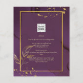 DEEP PURPLE GOLDEN BLADEREN Huwelijksuitnodiging Flyer (Achterkant)