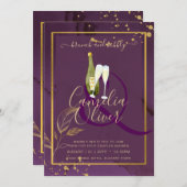 DEEP PURPLE GOUEN BLAADJES Trouw Uitnodiging (Voorkant / Achterkant)