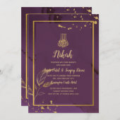 DEEP PURPLE GOUEN BLAADJES Trouw Uitnodiging (Voorkant / Achterkant)