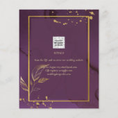 DEEP PURPLE GOUEN BLAADJES Trouw Uitnodiging Flyer (Achterkant)