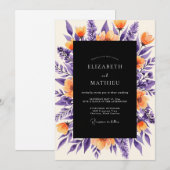 Deep Purple Orange Bold Botanical Wedding Kaart (Voorkant / Achterkant)