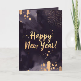 Deep Purple Strokes-New Year's Card Feestdagen Kaart