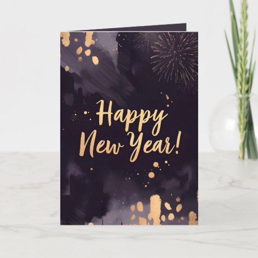 Deep Purple Strokes-New Year's Card Feestdagen Kaart (Voorkant)