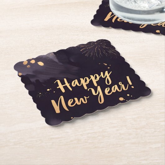 Deep Purple Strokes-New Year's Card Kartonnen Onderzetters (Gebogen)